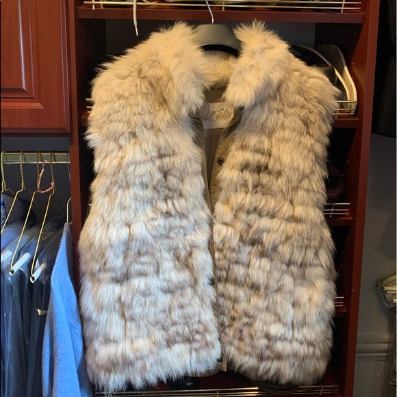 Vintage real blue-fox fur vest with leather trim & certified appraisal